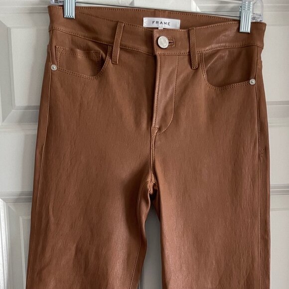 FRAME CARAMEL LAMB LEATHER SKINNY PANTS- SIZE SMALL (26)